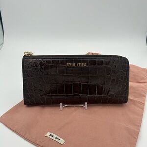 Miu Miu Crocodile Embossed Wallet w/ Dustbag